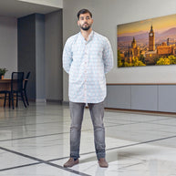 Sky Bloom Handblock Short Kurta