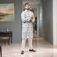 FloraBlue Handblock Cotton Kurta
