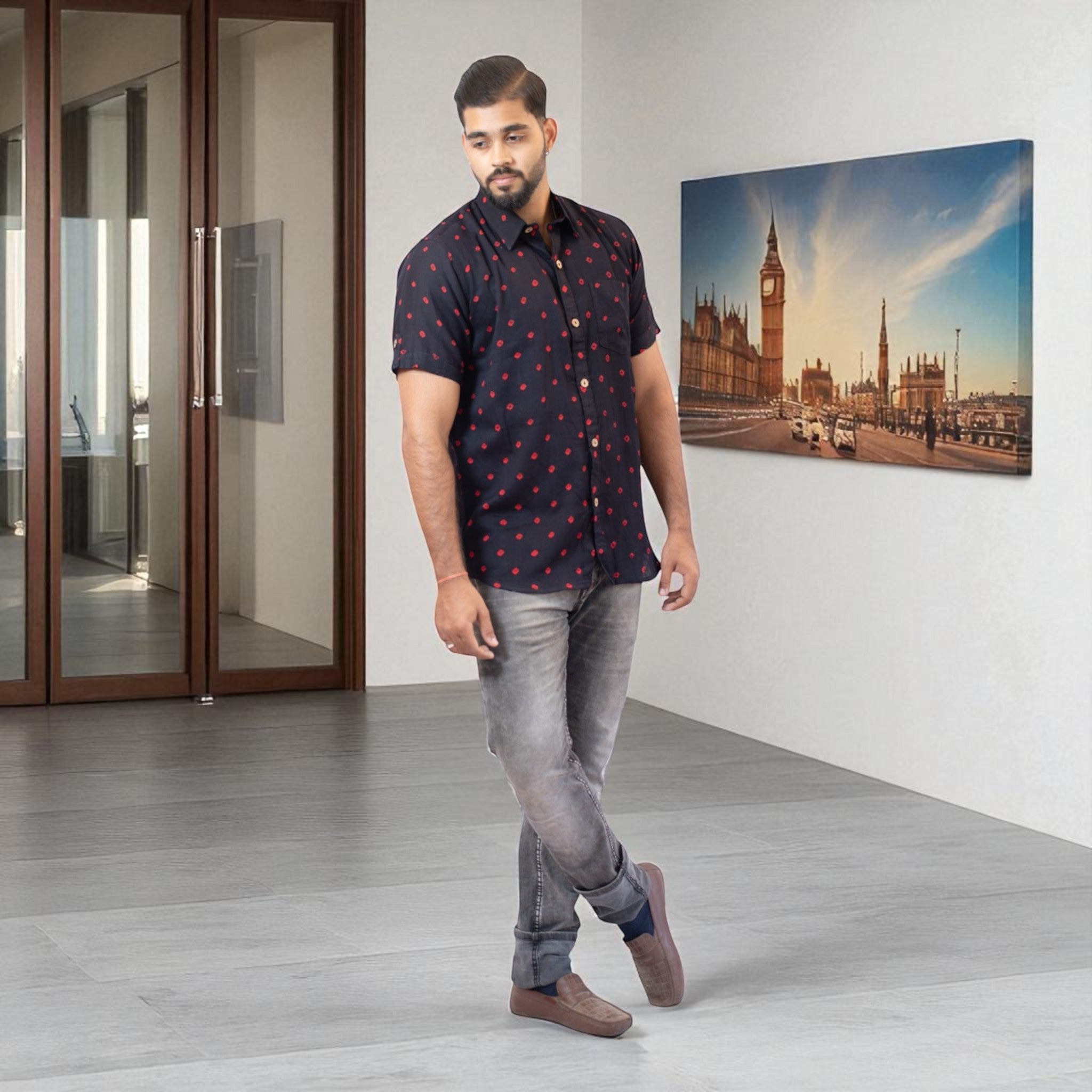 Black Bandhani Cotton Shirt