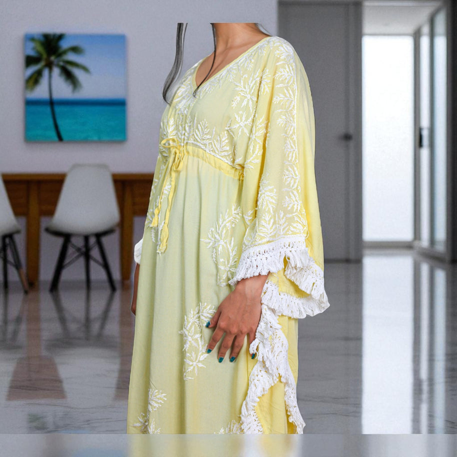 SunDrape Chikankari Kaftan