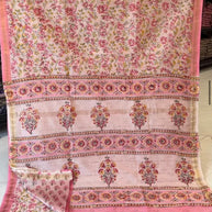 Rose Pink Floral  Maheshwari Silk Saree