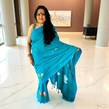 NeelPadma Handpainted Cotton Saree