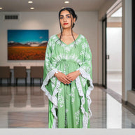 Lemon Light Chikankari Cotton Kaftan