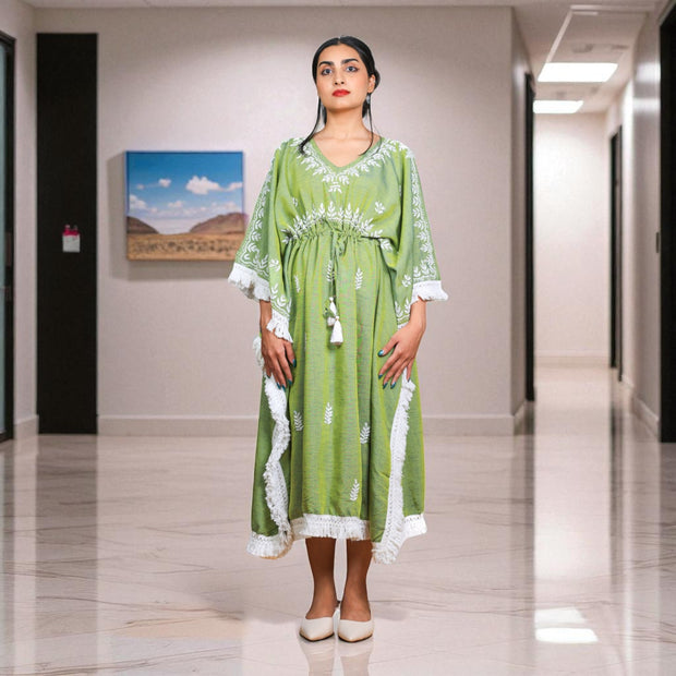 VerdeWhite Cotton Kaftan