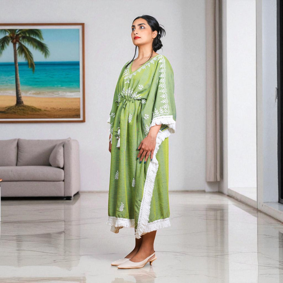 VerdeWhite Cotton Kaftan
