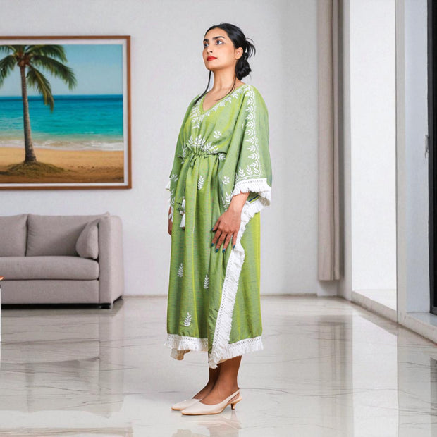 VerdeWhite Cotton Kaftan