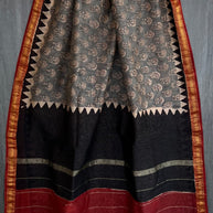 Grey Maroon Floral Maheshwari Saree