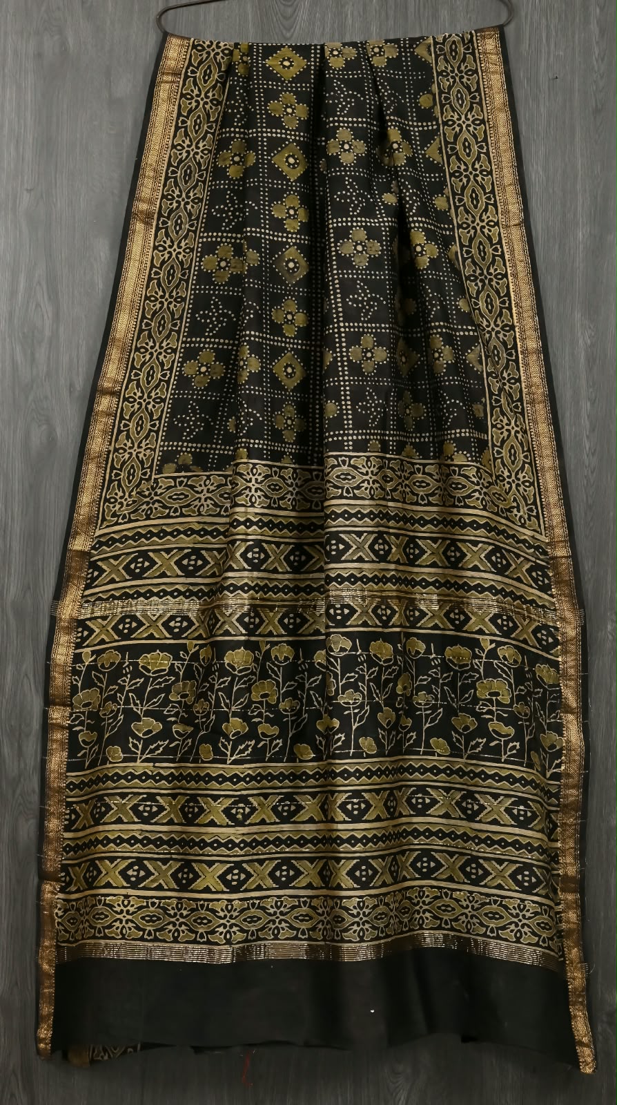 Black Maheshwari Silk Saree