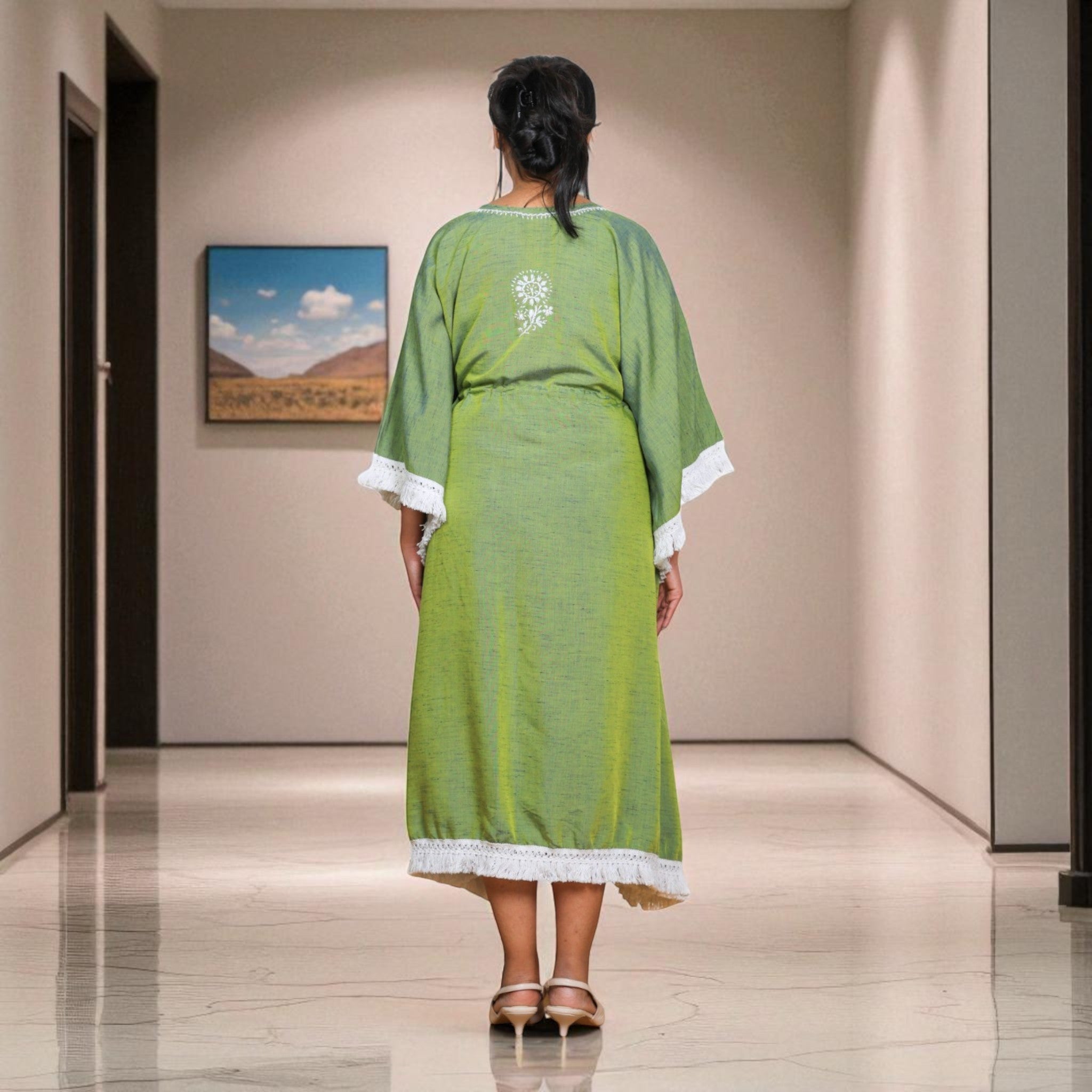 VerdeWhite Cotton Kaftan