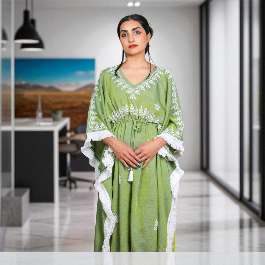 VerdeWhite Cotton Kaftan