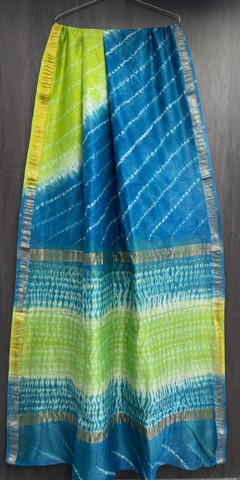 Blue Green Maheshwari Silk Saree