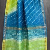 Blue Green Maheshwari Silk Saree