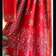 Red Floral Maheshwari Silk Saree