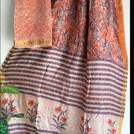 Peach Floral Maheshwari Silk Saree