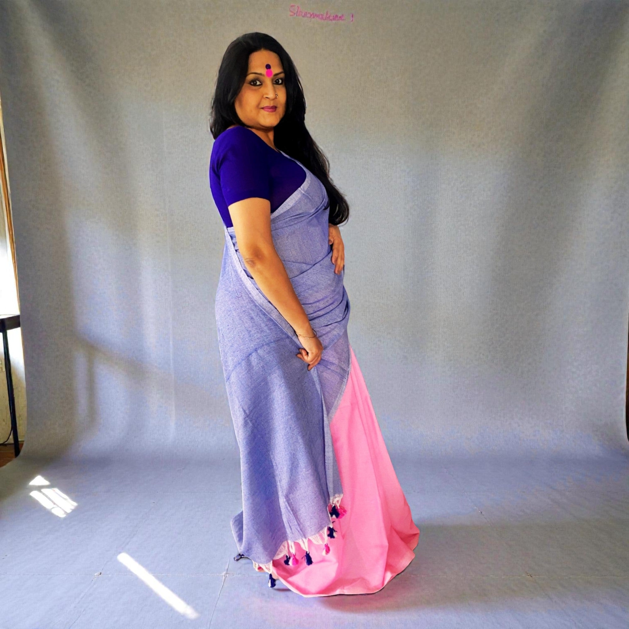 NeelGulabi Handloom Saree