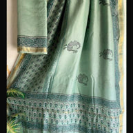 Mint Green Floral Maheshwari Saree