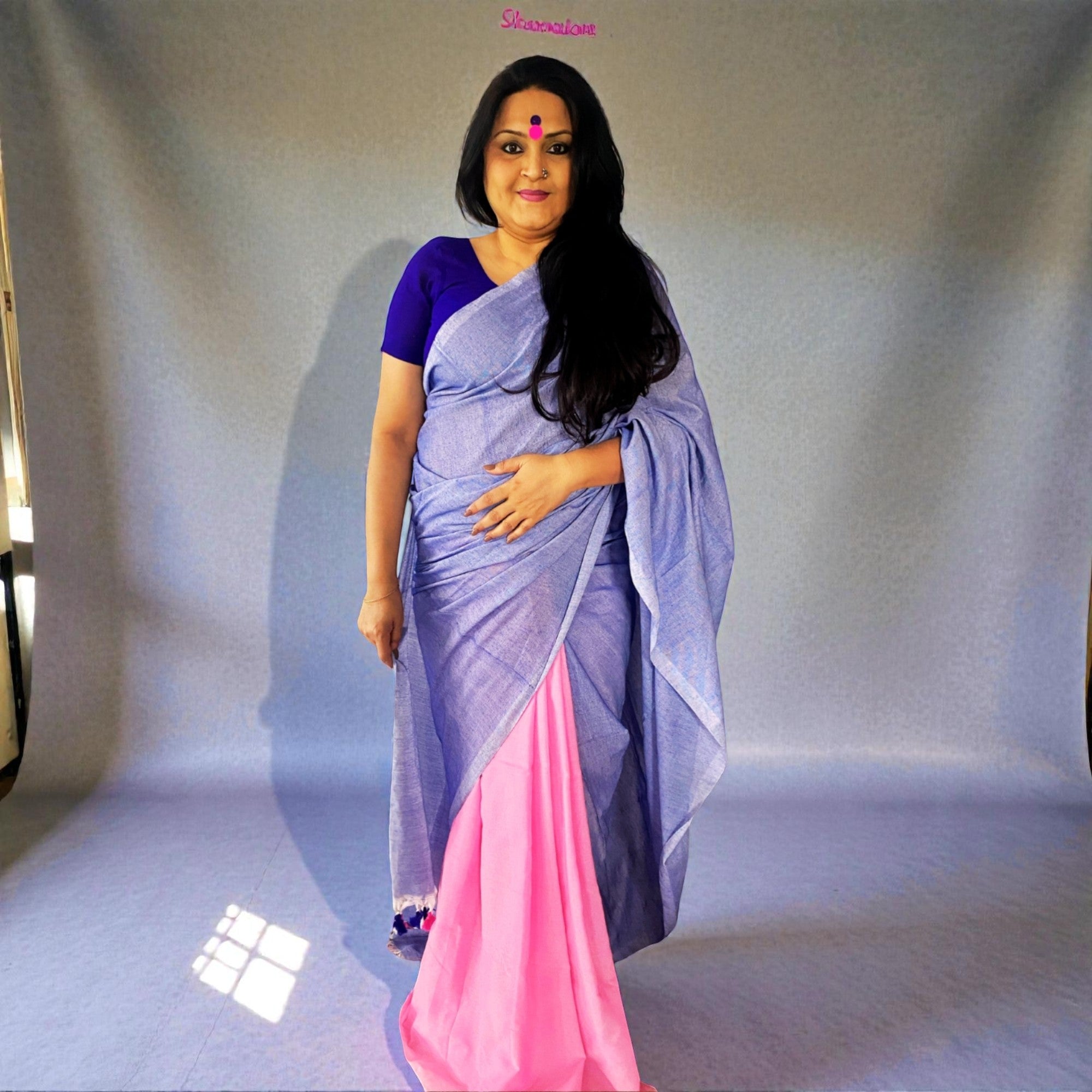 NeelGulabi Handloom Saree