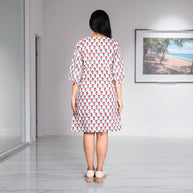 BloomWhite Handblock Cotton Shift Dress