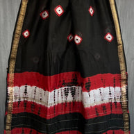 Black Bandhani Tie-Dye Maheshwari Silk Saree