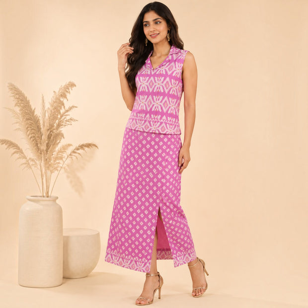 Purple Jamdani Cotton Skirt & Top