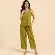 Green Handloom Cotton Co-ord Set