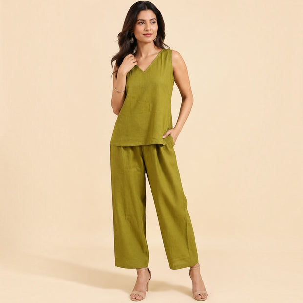 Green Handloom Cotton Co-ord Set