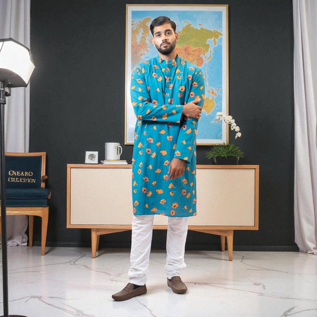 TealTara Handblock Cotton Kurta