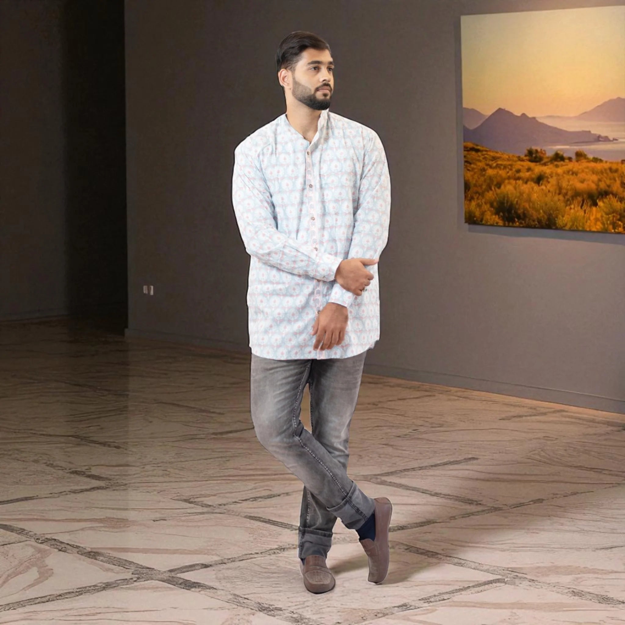 Mughal Handblock Cotton Short Kurta