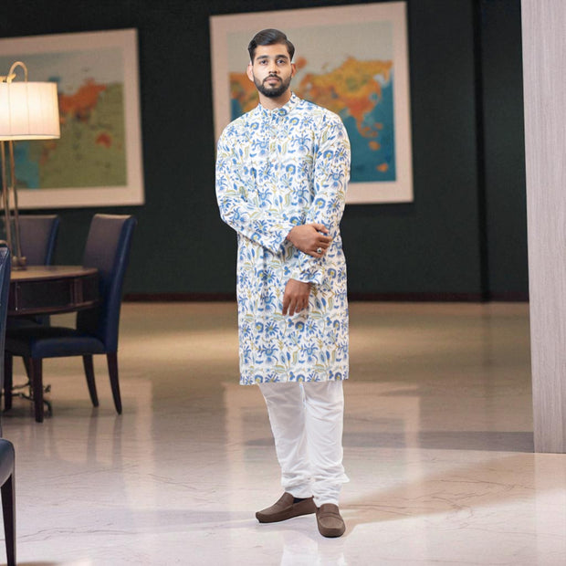 FloraBlue Handblock Cotton Kurta