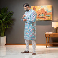 MughalBlue Handblock Cotton Kurta
