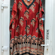 Red Mashru Silk Kaftan