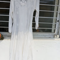 White chikankari Kota Cotton Angrakha Kurta