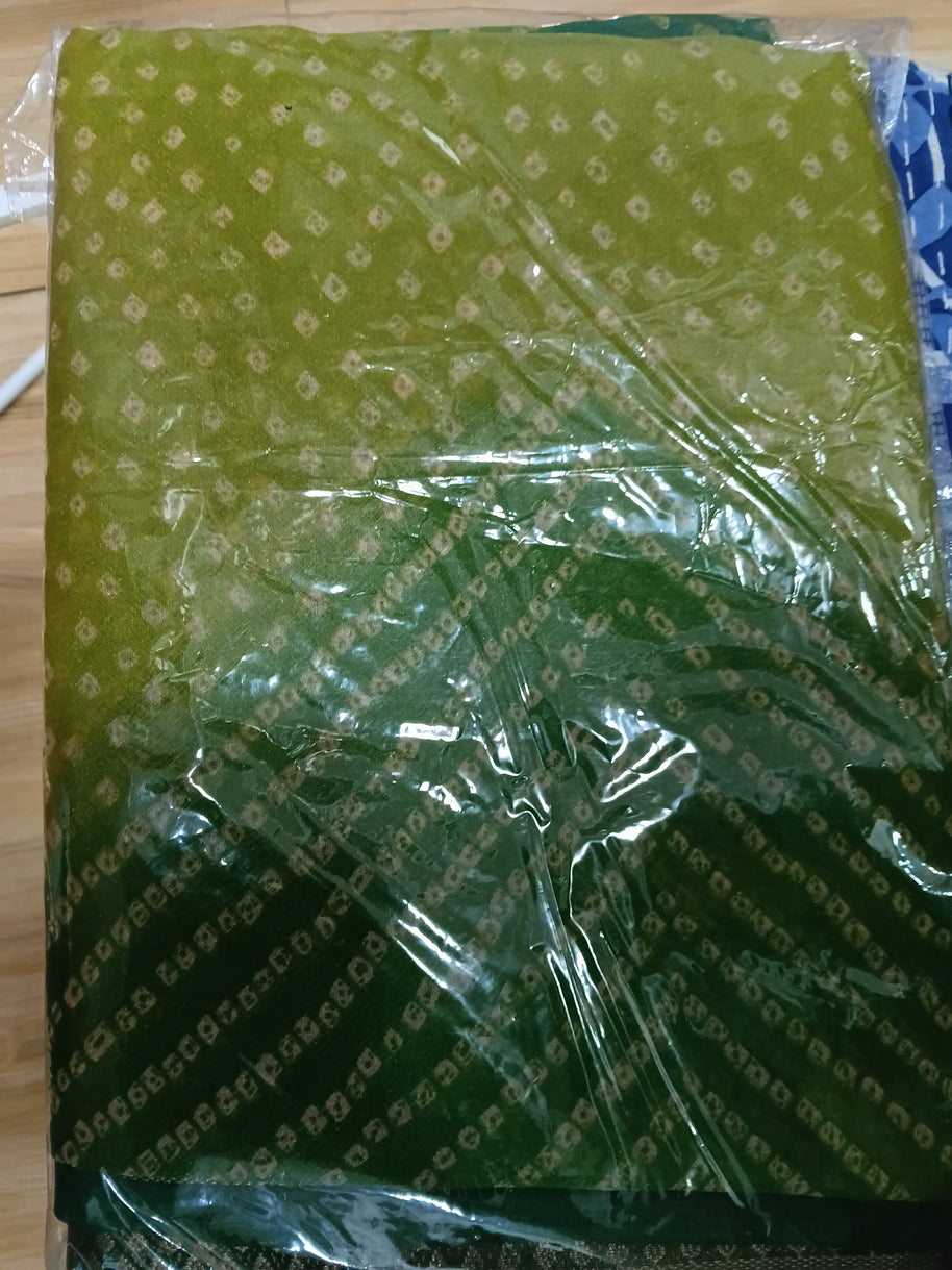 Olive Green Bandhani Georgette Saree
