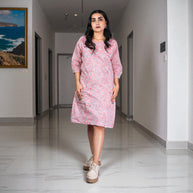 BloomEase Handblock Cotton Shift Dress