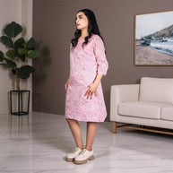 BloomEase Handblock Cotton Shift Dress