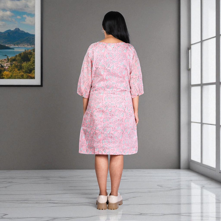 BloomEase Handblock Cotton Shift Dress