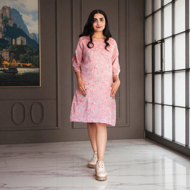BloomEase Handblock Cotton Shift Dress