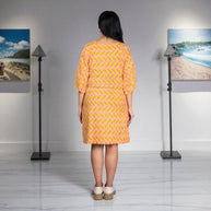 Sunset Bloom Handblock Cotton Shift Dress