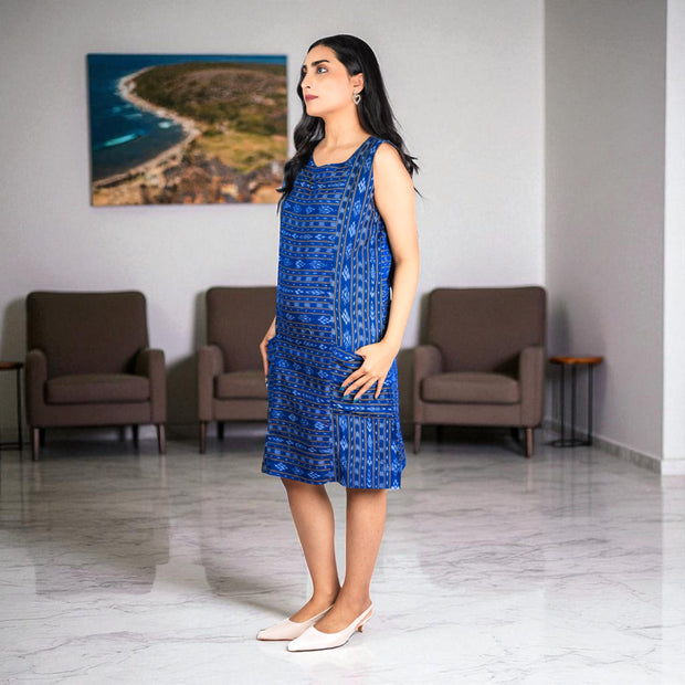 Ikat Wave Handloom Cotton Shift Dress