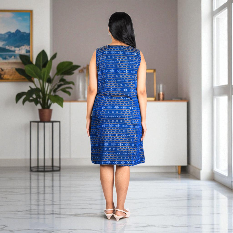Ikat Wave Handloom Cotton Shift Dress