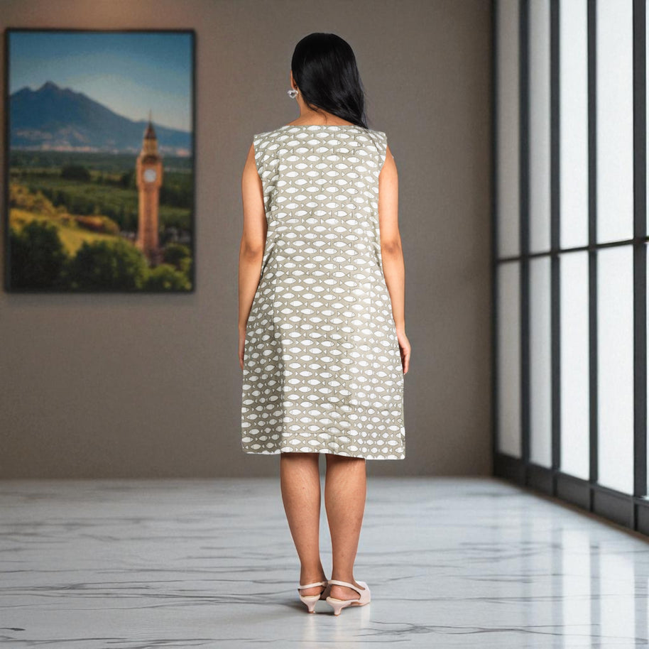 FishWhirl Handblock Cotton Shift Dress