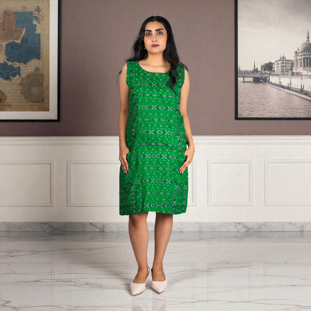 Green Loom Cotton Shift Dress