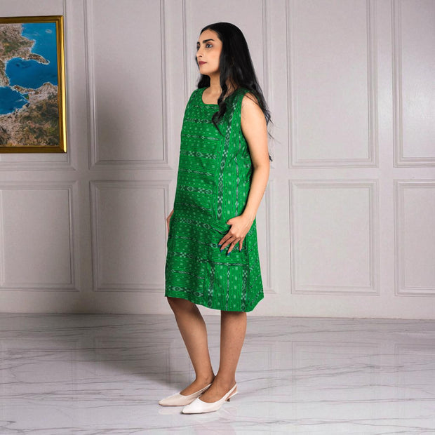 Green Loom Cotton Shift Dress