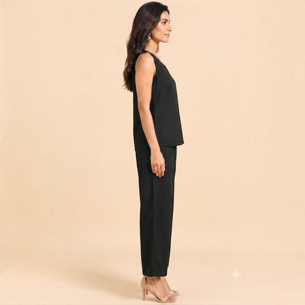 Black Handloom Cotton Co-ord Set