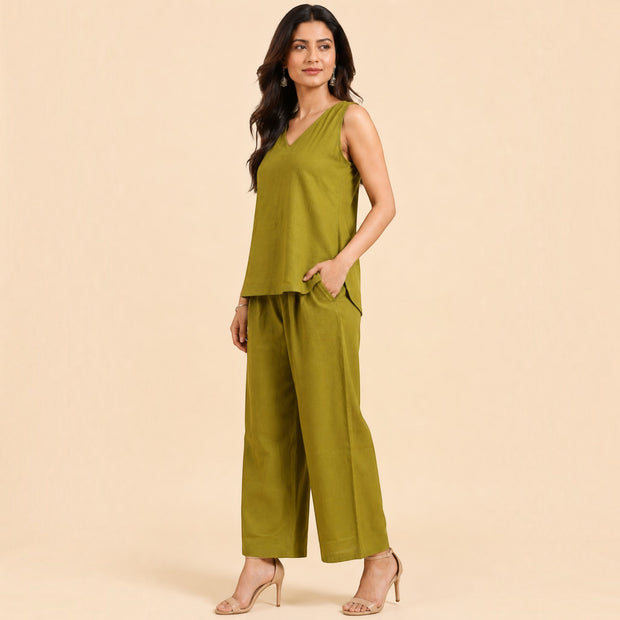 Green Handloom Cotton Co-ord Set