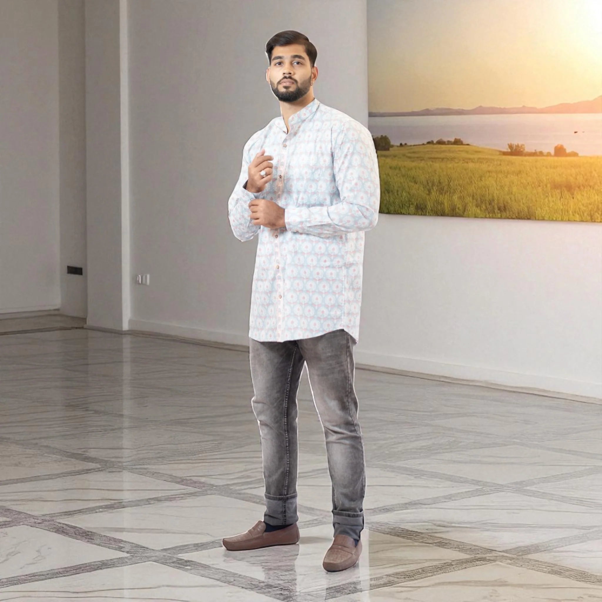 Mughal Handblock Cotton Short Kurta