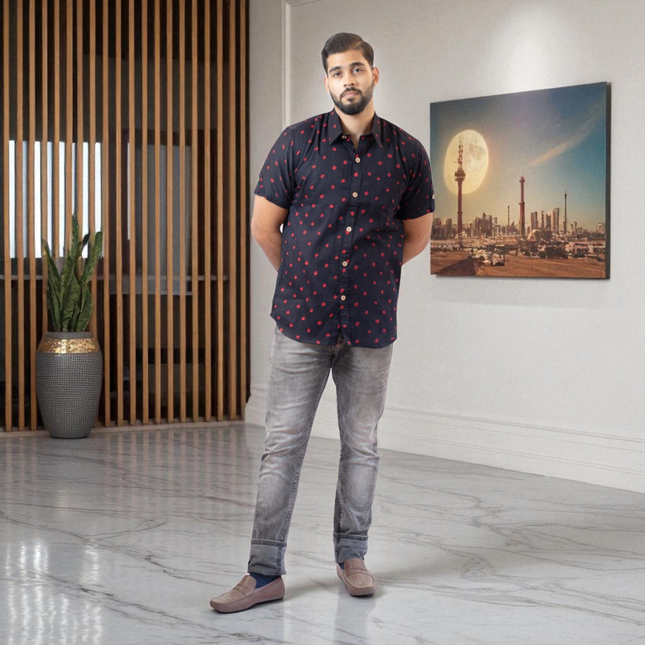 Black Bandhani Cotton Shirt