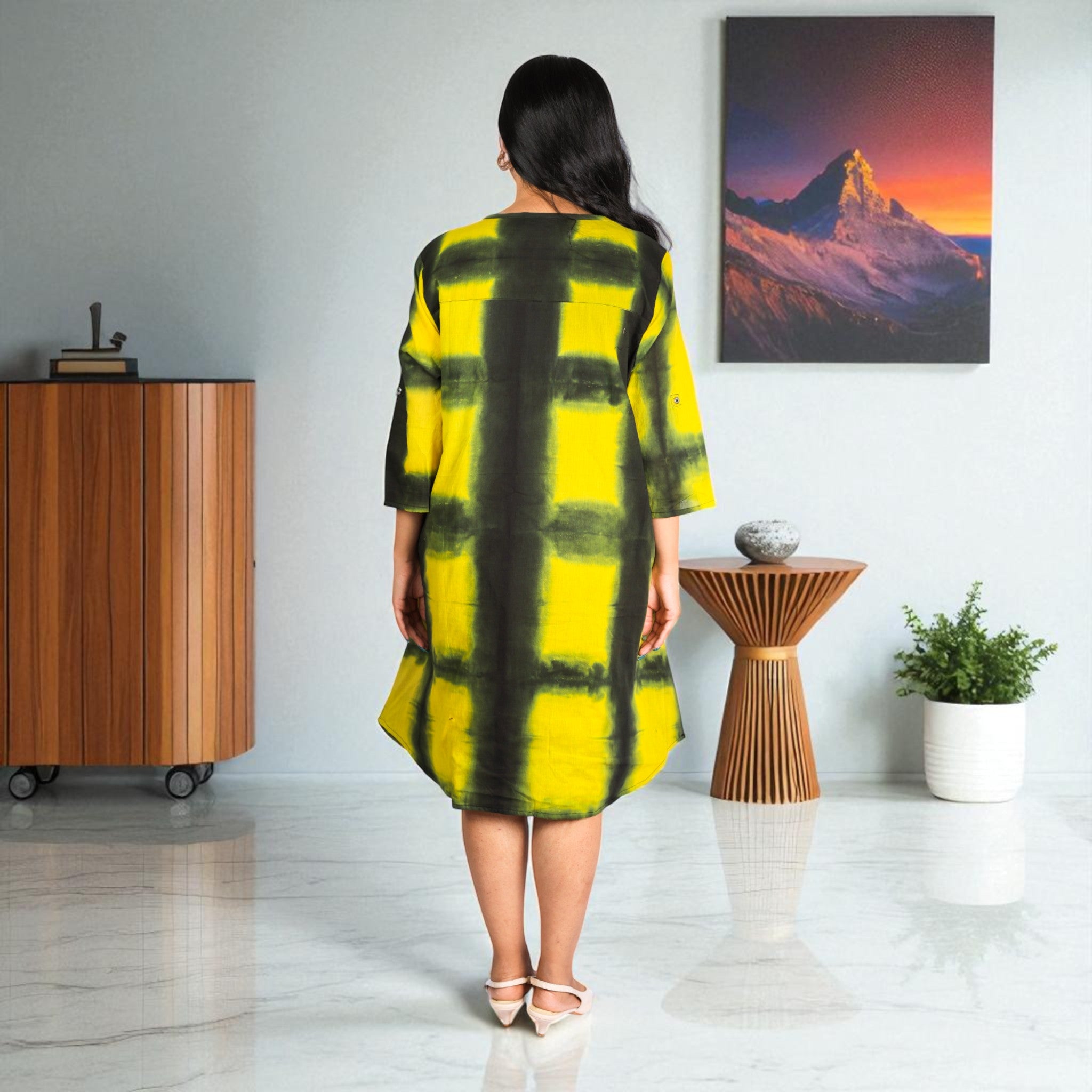 YellowMystic Cotton Flared Dress