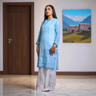 BlueMist Chikankari Georgette Kurti