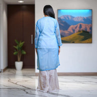 BlueMist Chikankari Georgette Kurti